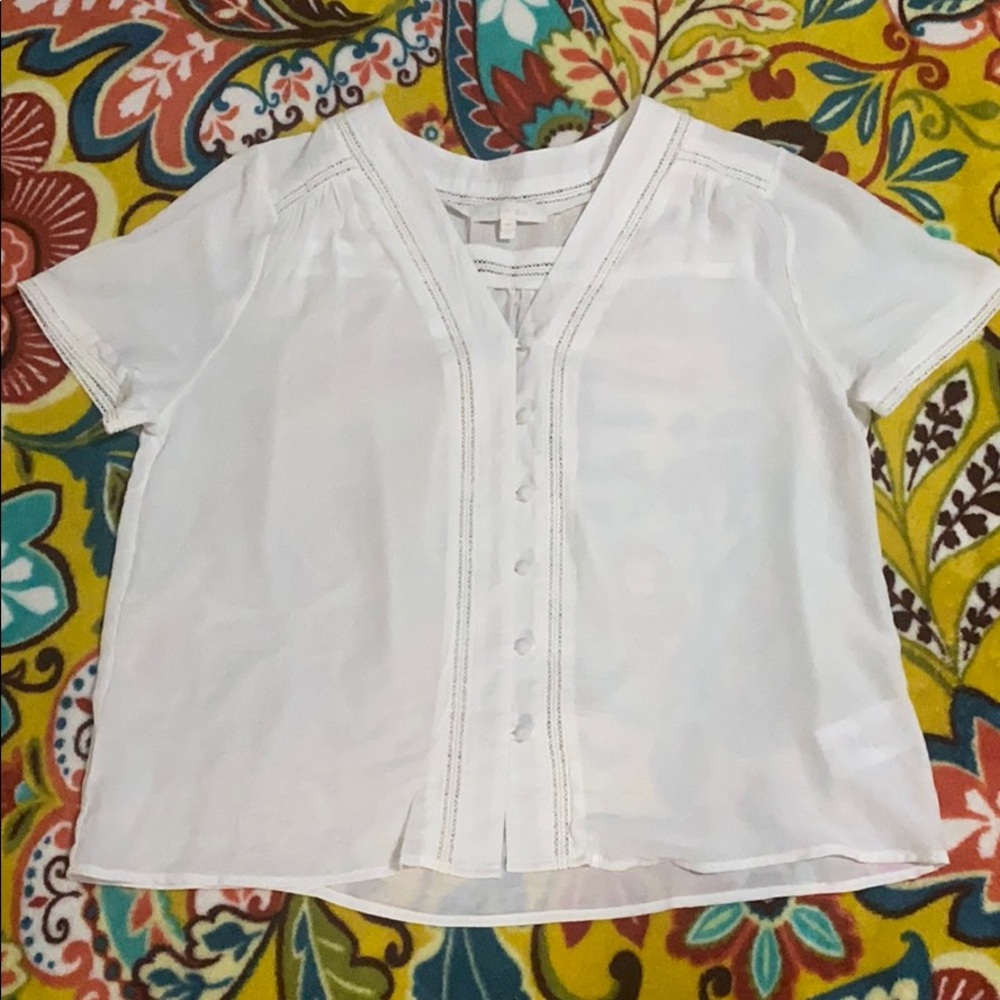 NWOT eri + ali anthropologie white blouse cutouts